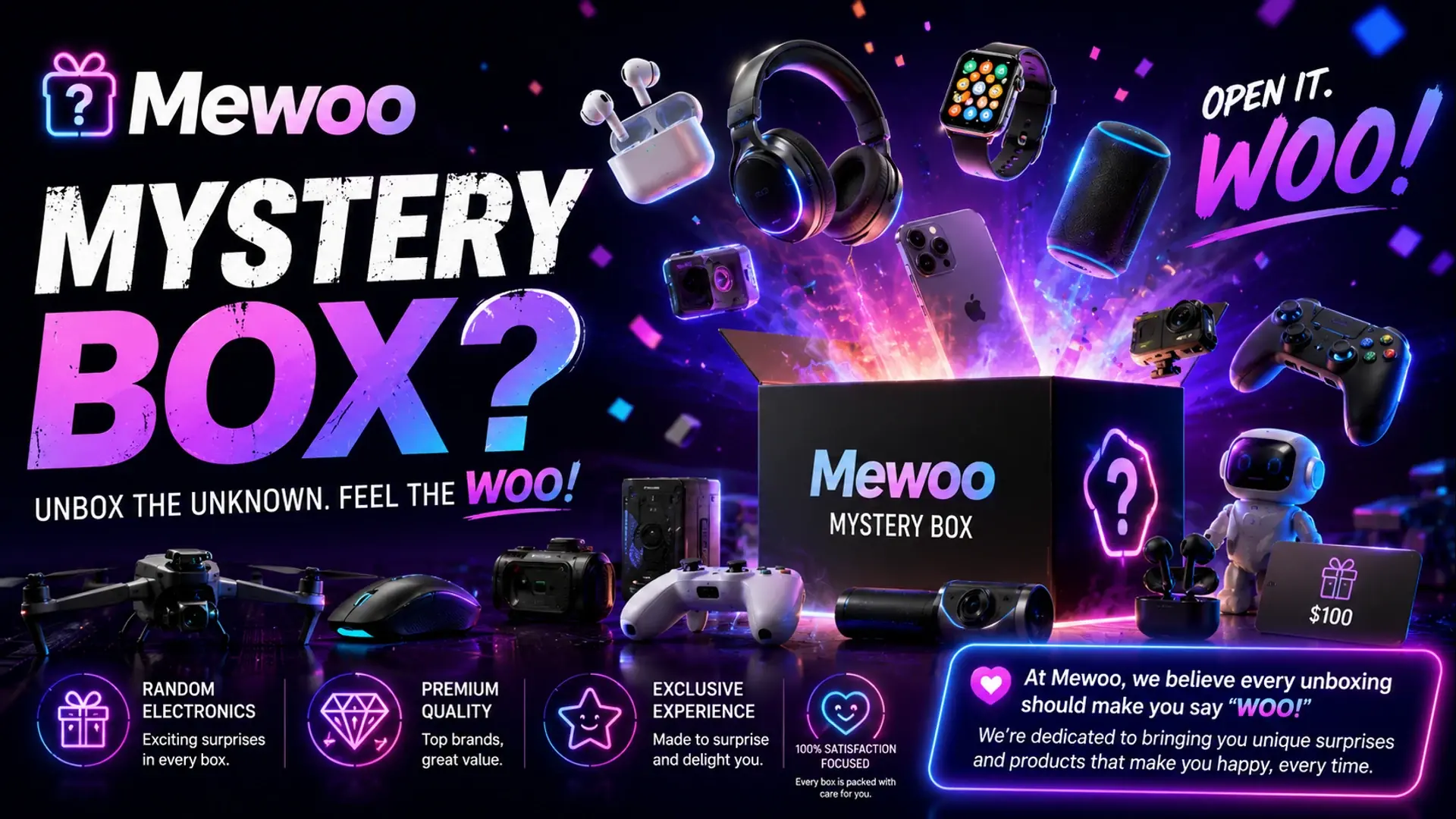 Mewoo mystery box: unbox the unknown
