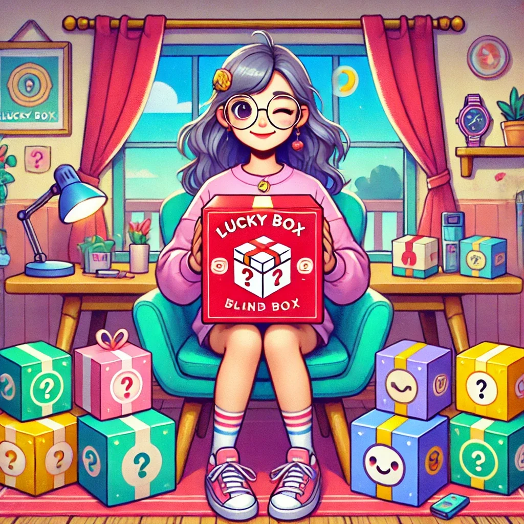 child opening a blind box at home
