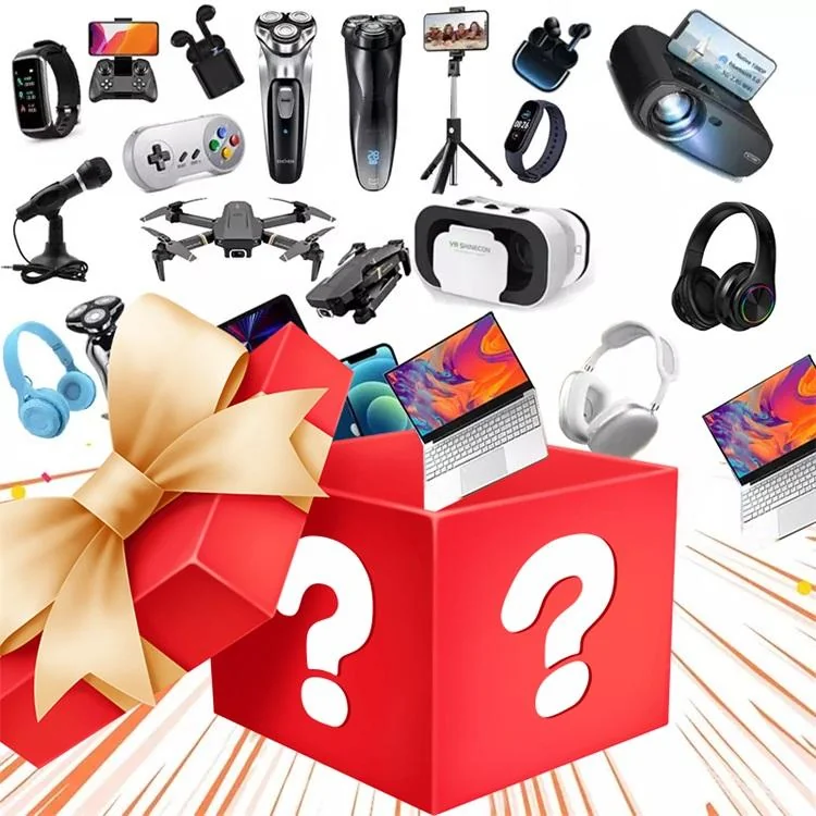 Christmas electronics mystery box gift with red packaging