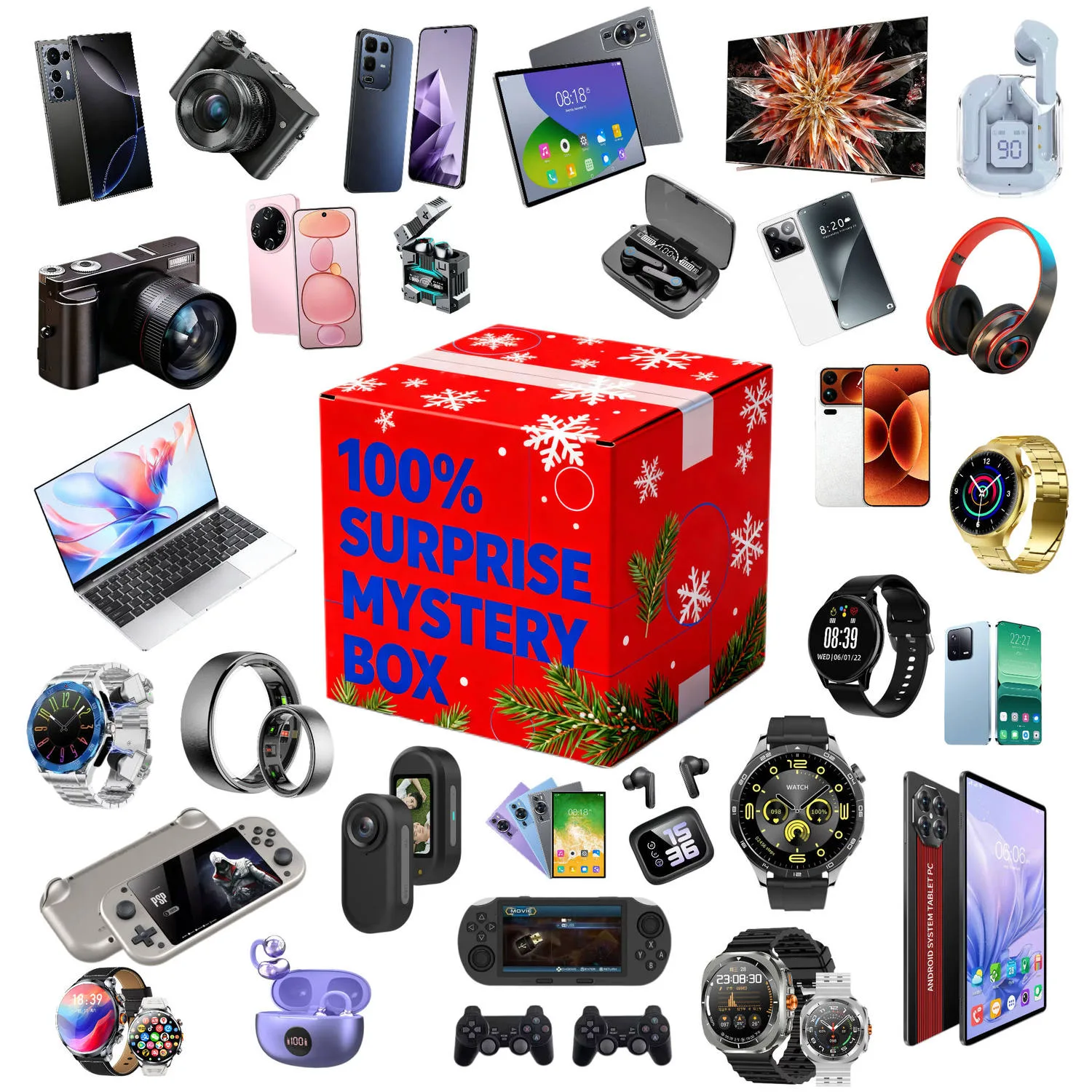 Red snowflake Christmas mystery box