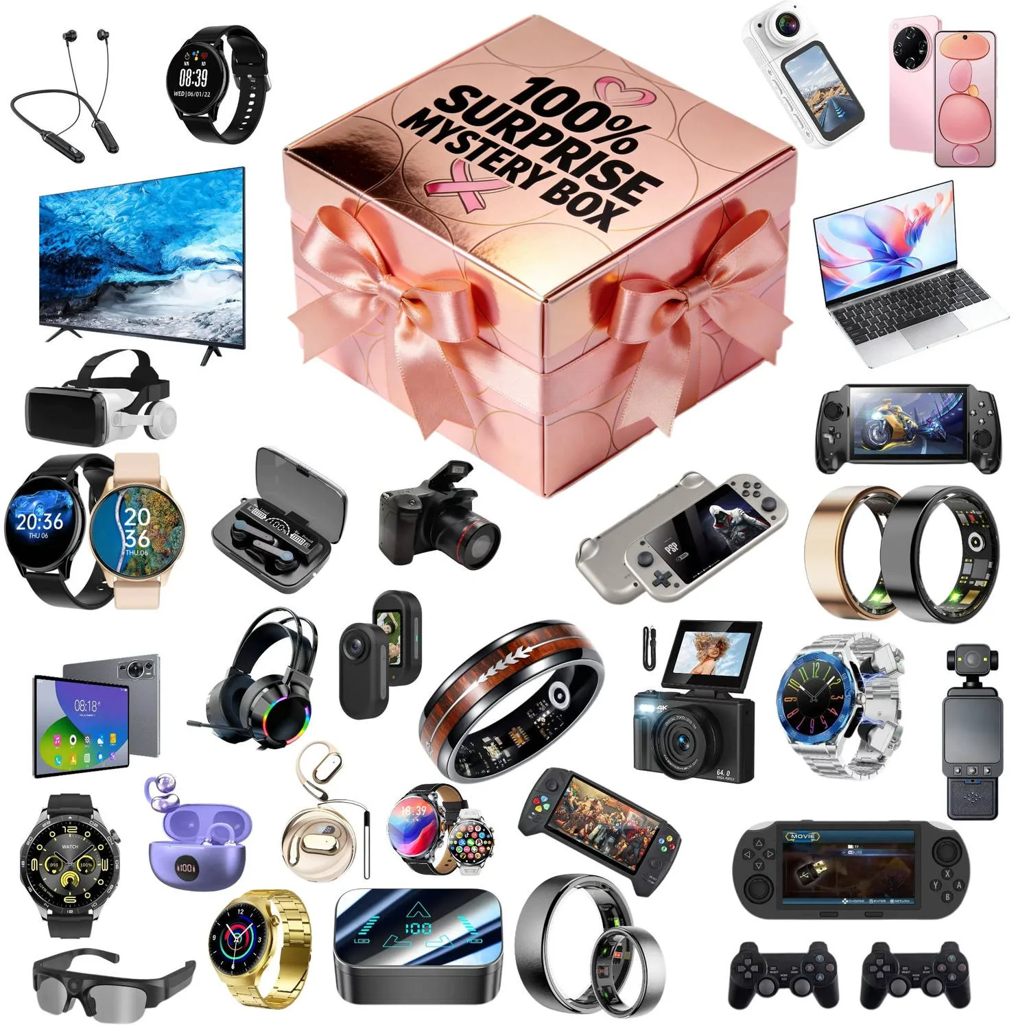 Pink ribbon cute mystery box