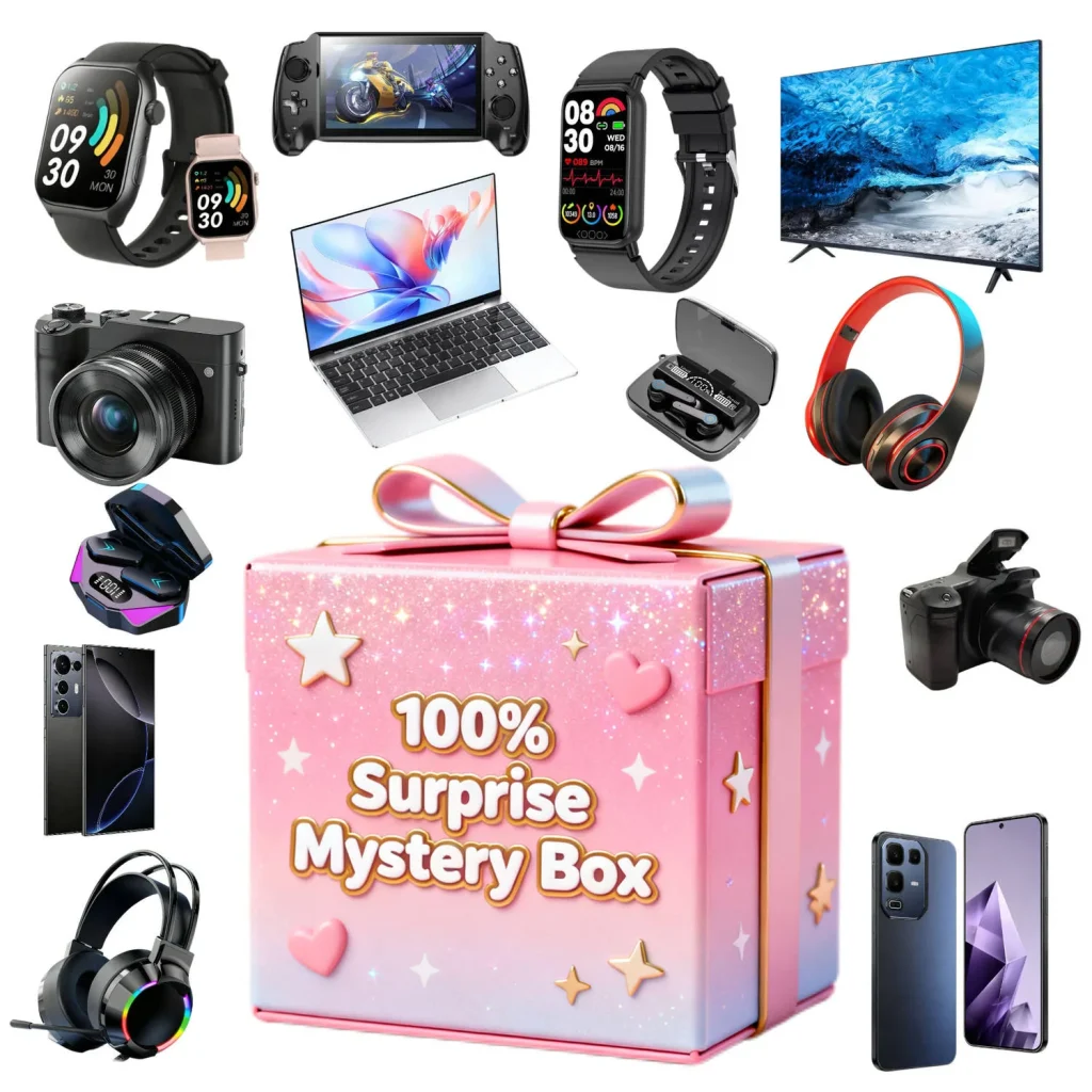 electronics mystery box pink gift box