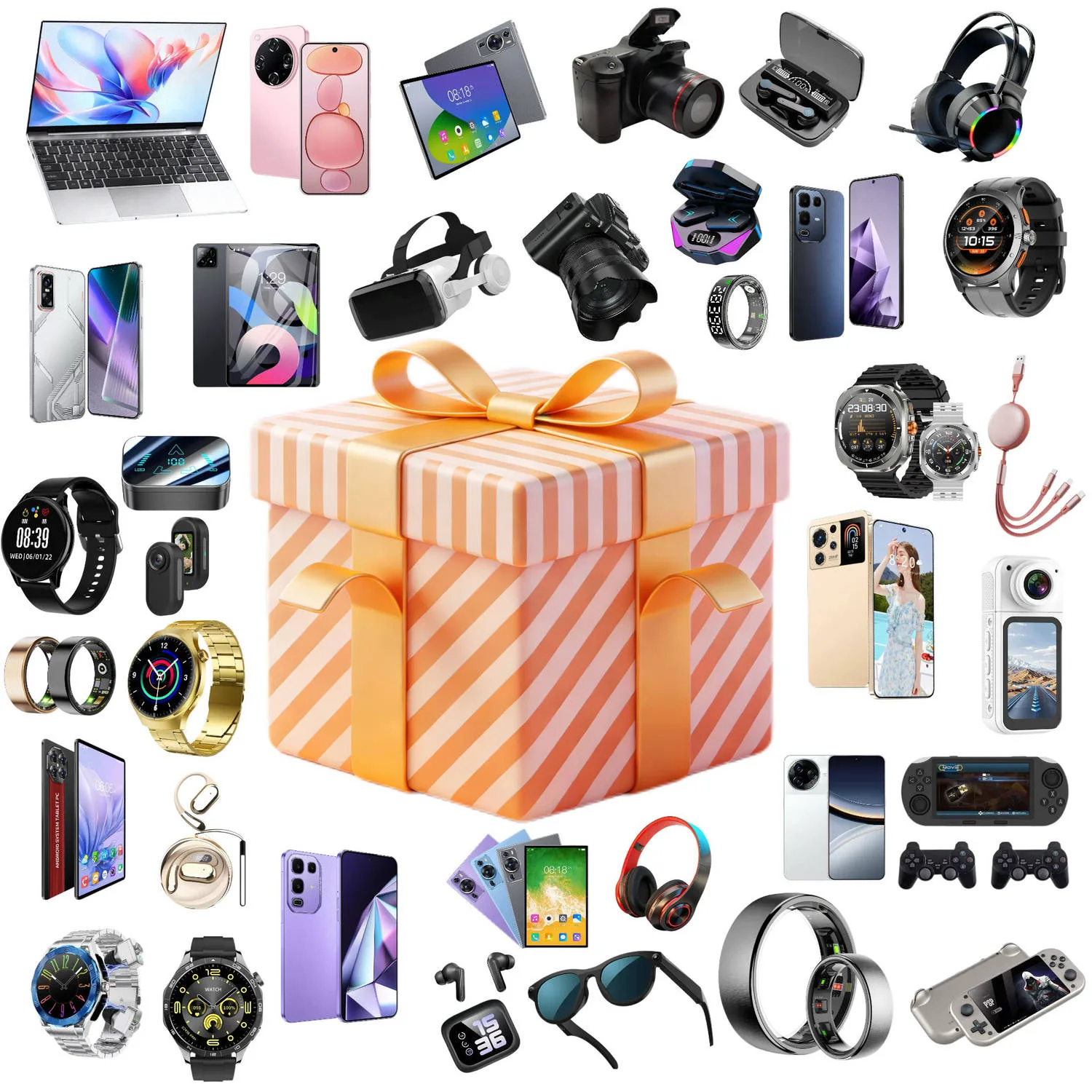 Orange striped gift surprise box