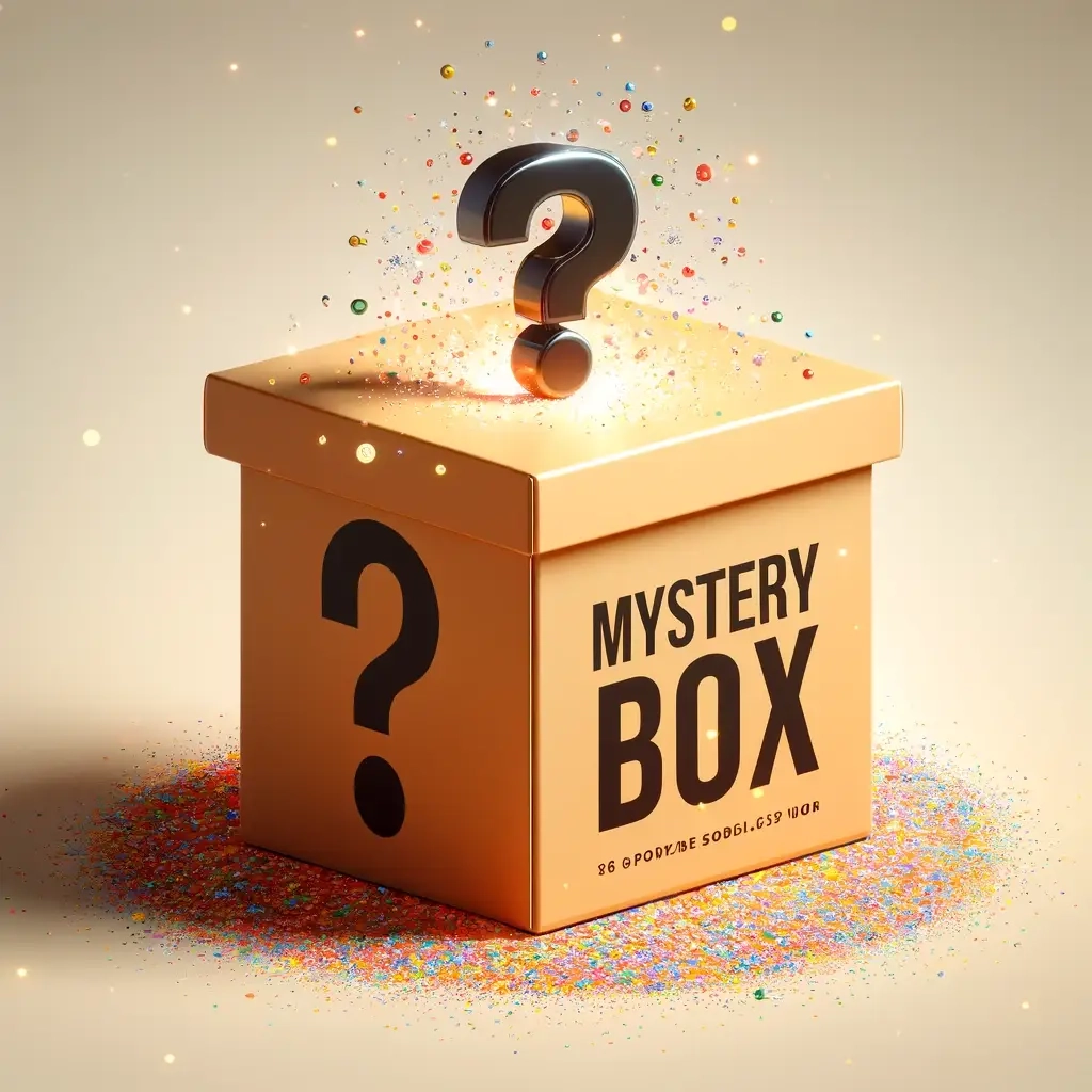 Kraft mystery box cube decorated with confetti