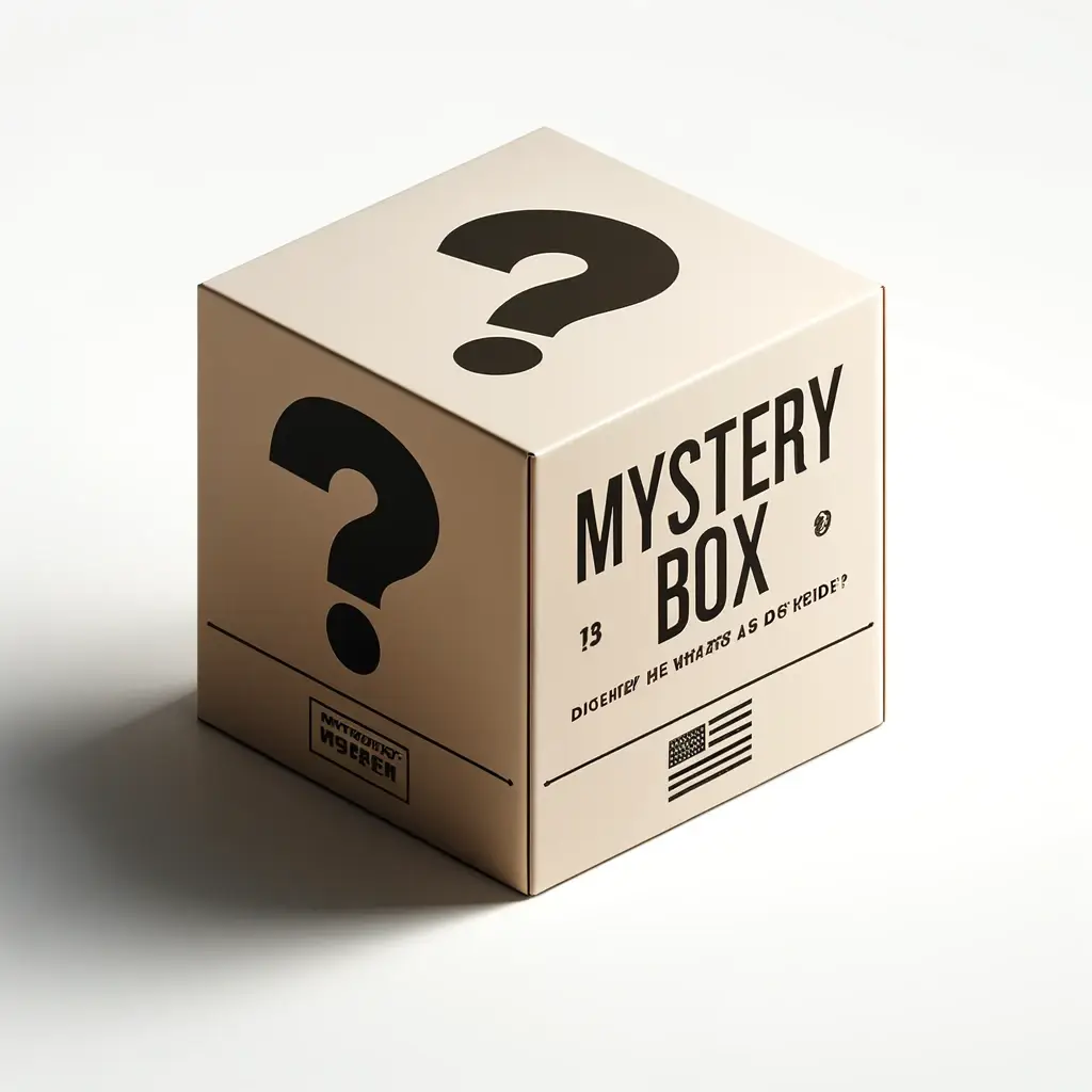 kraft mystery box unopened on table