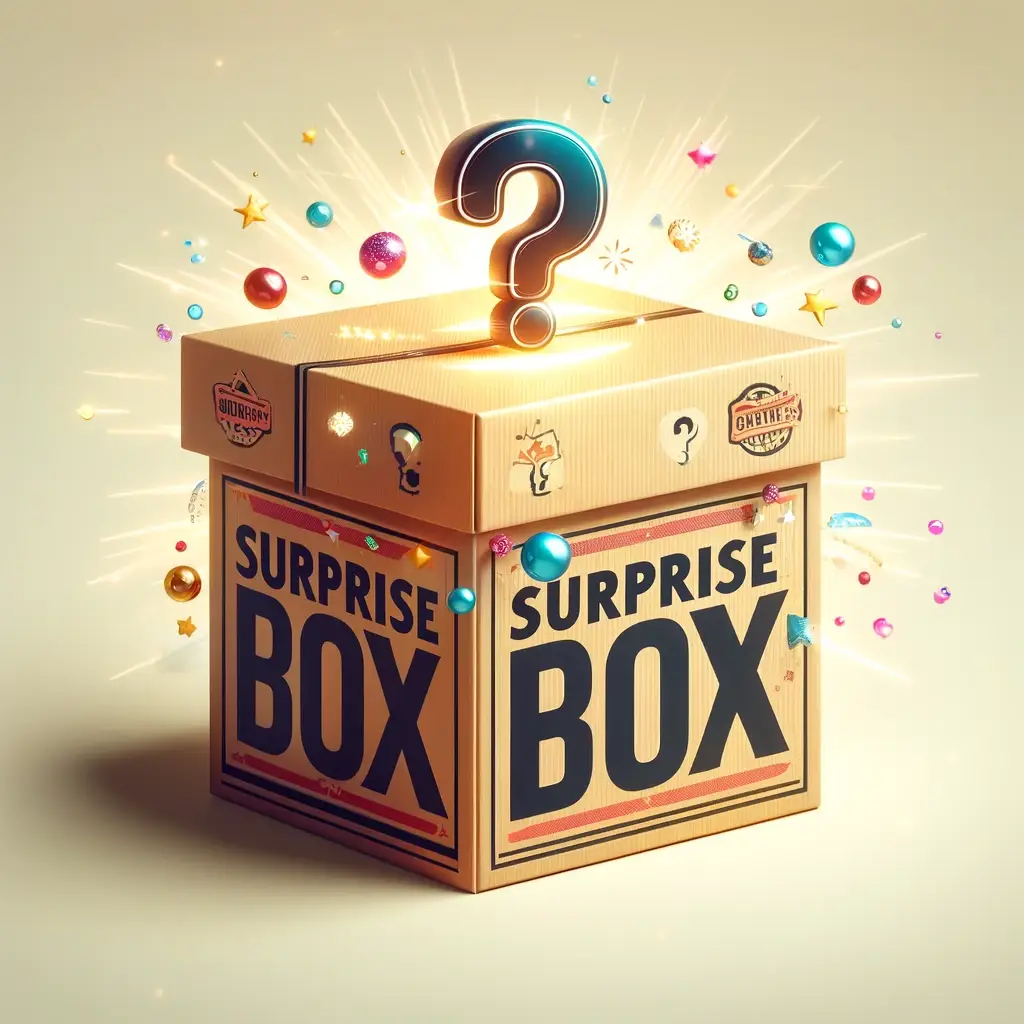 Kraft surprise box cube with a round sticker seal on the front