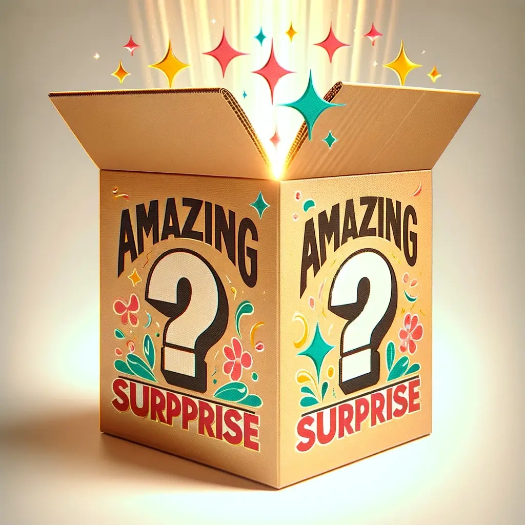 Open kraft surprise box with amazing lettering inside the lid
