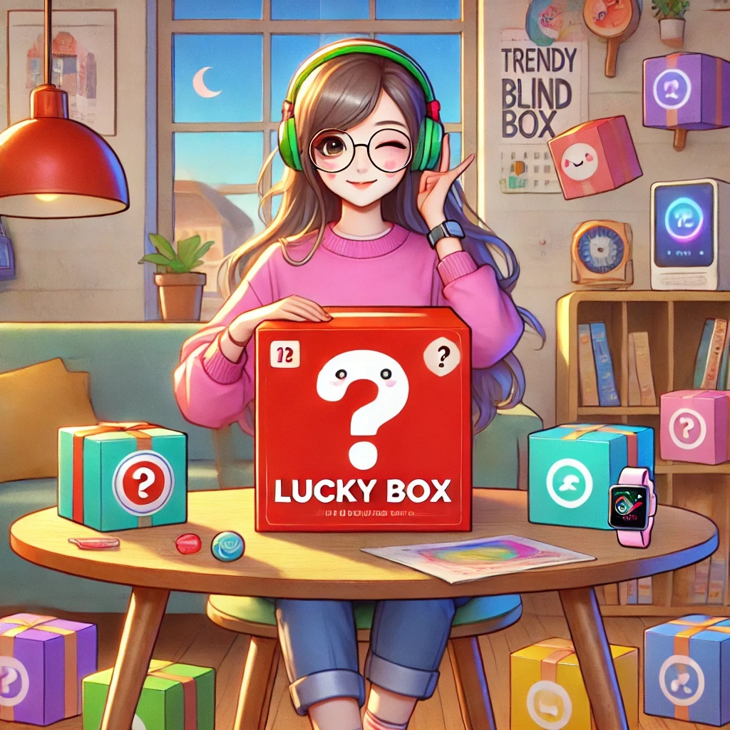 Headphones and a mystery box on a table
