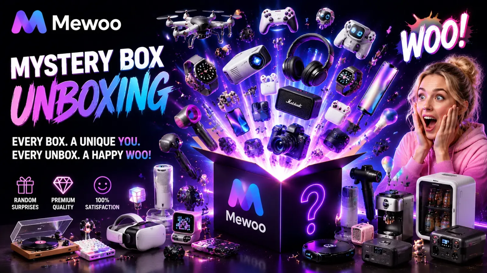 Unboxing a mystery box with premium gadgets
