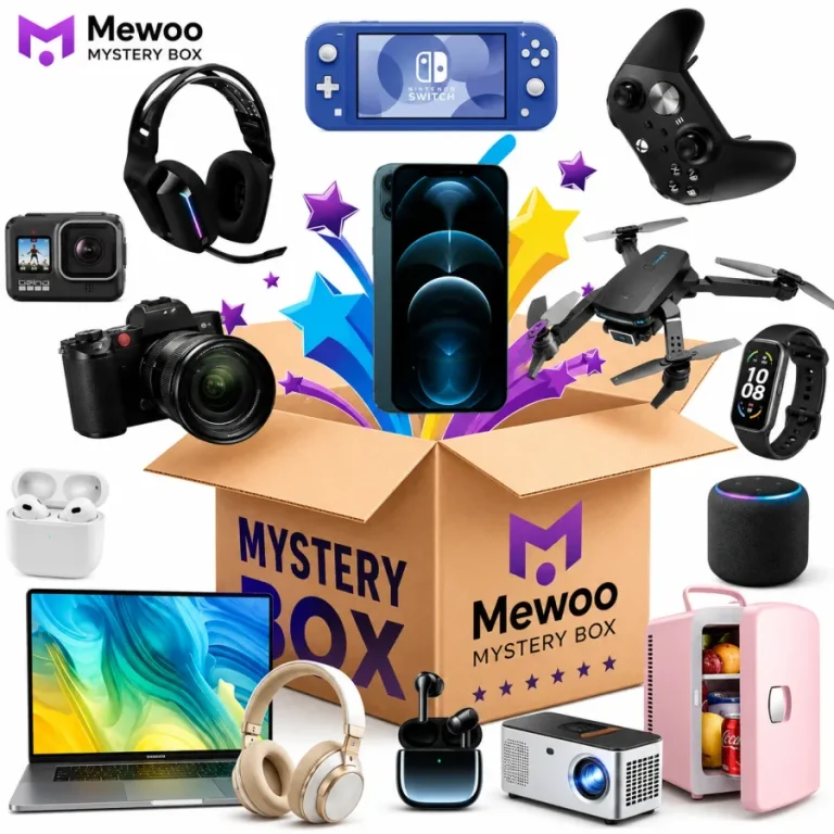 Mewoo electronics mystery box with nine tested items