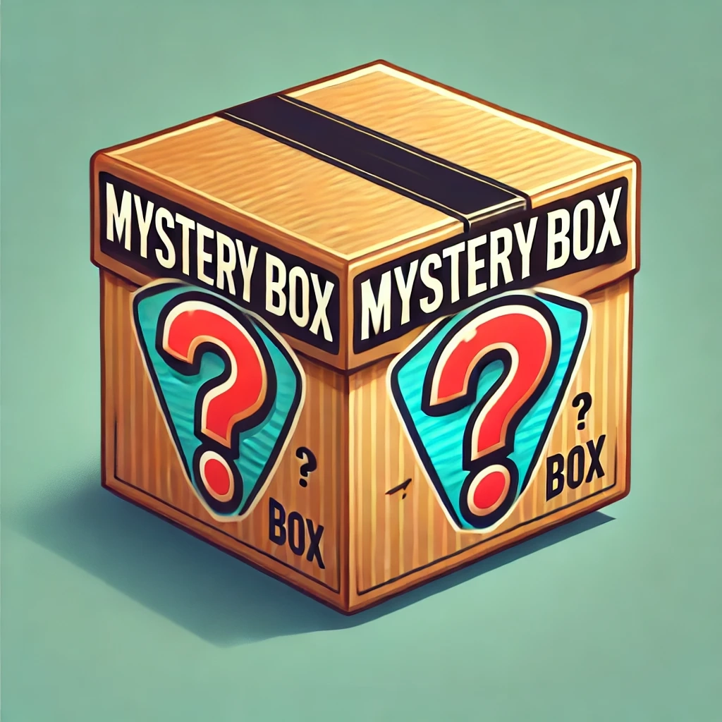 Mint green cardboard mystery box cube
