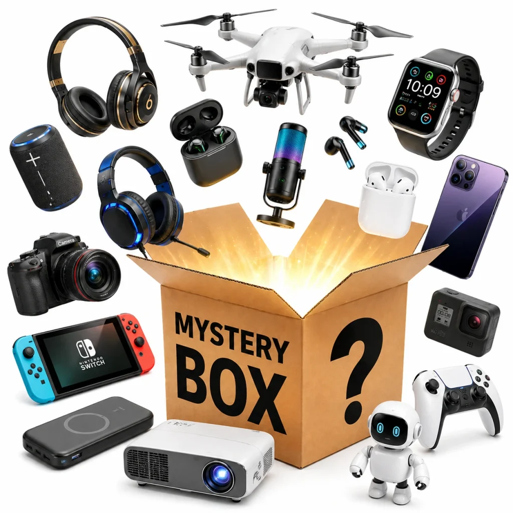 mystery box electronics camera drone