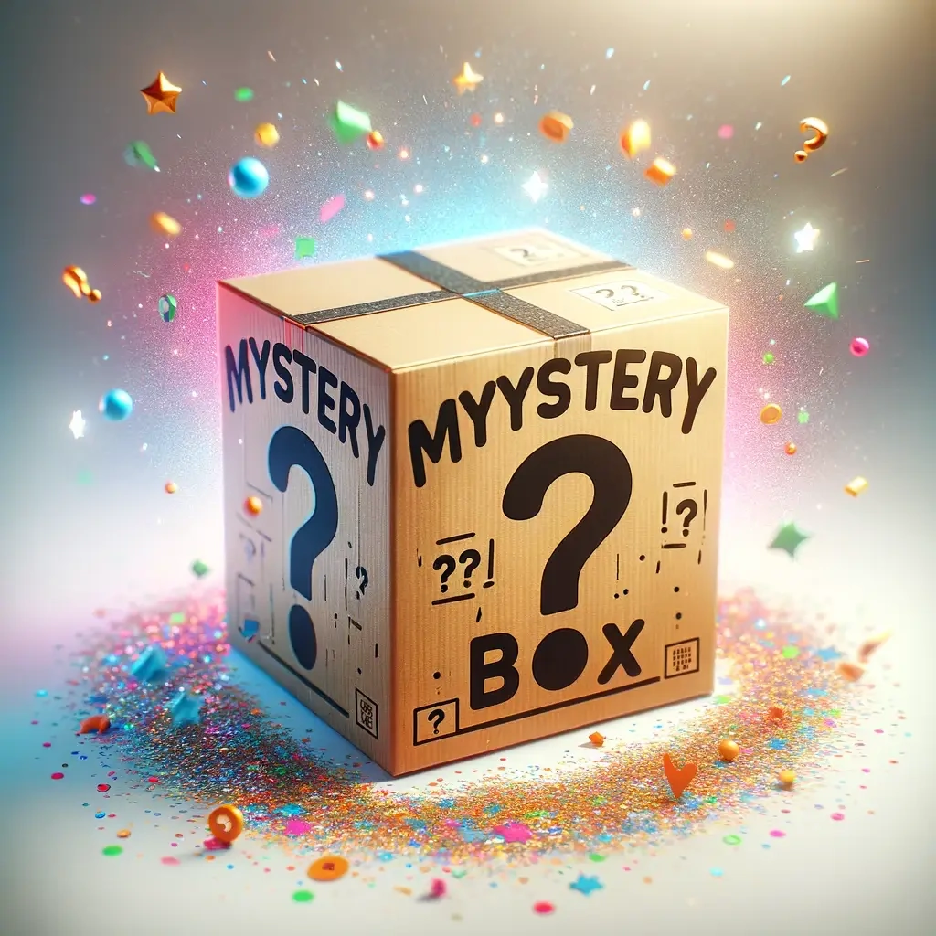 Kraft mystery box cube with sparkle effects