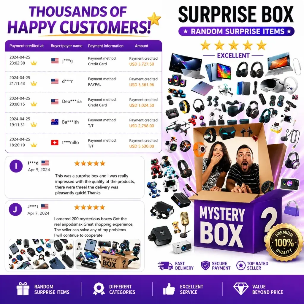 mystery box marketing claims banner