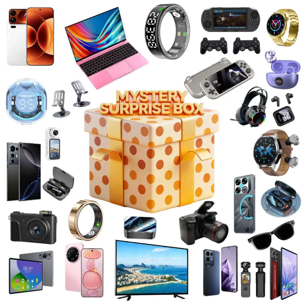 mystery box orange polka dot gift