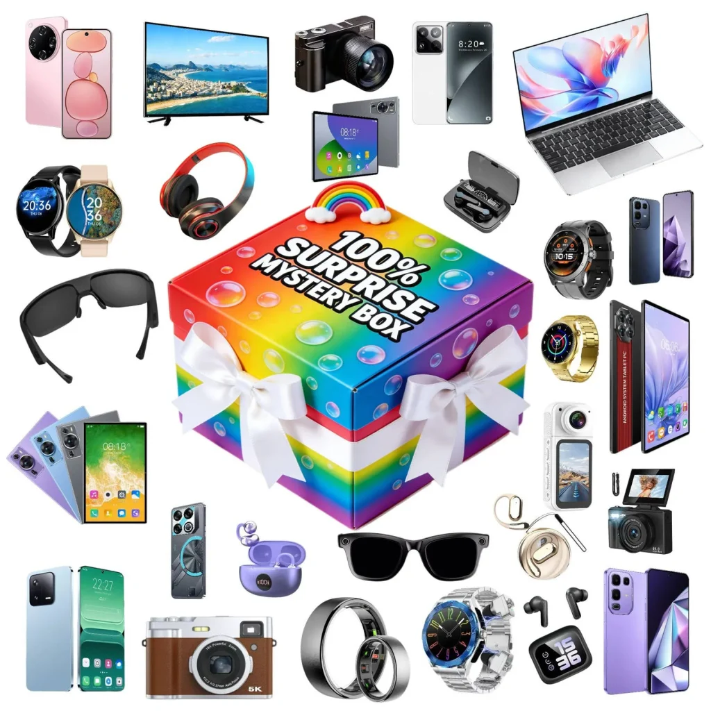 mystery box rainbow gift electronics