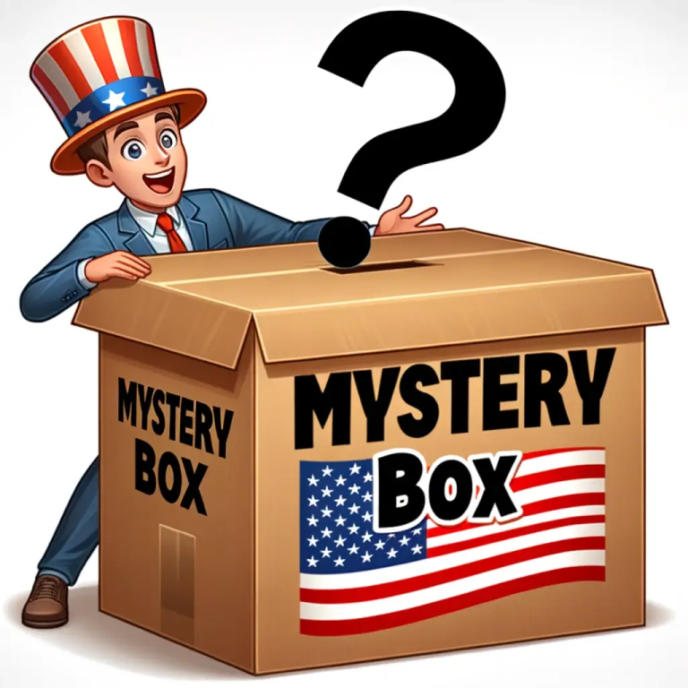 mystery box usa flag cartoon
