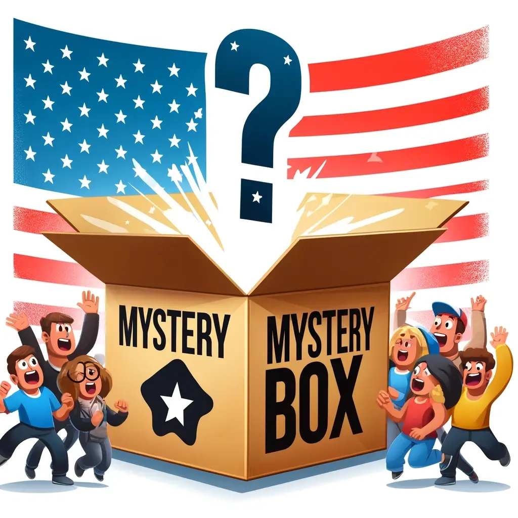 mystery box usa flag crowd