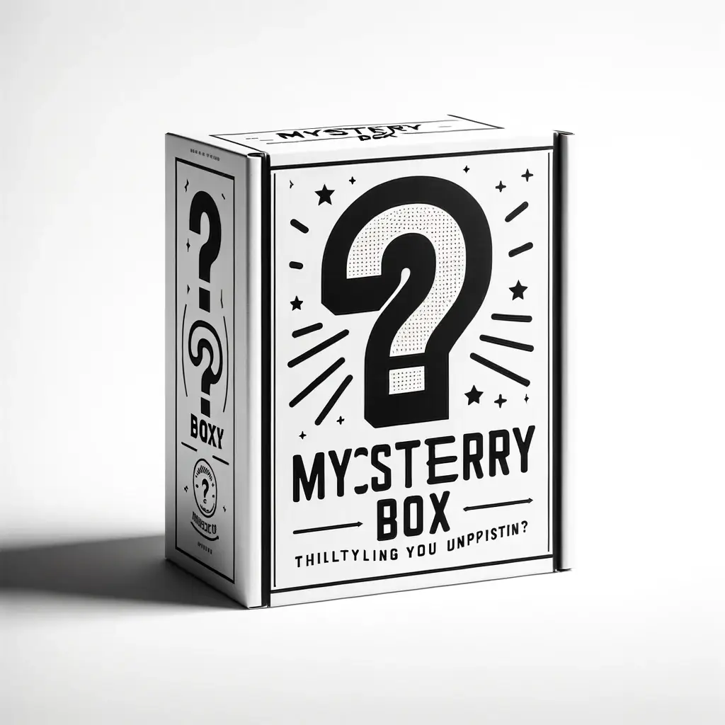 Tall white mystery box package
