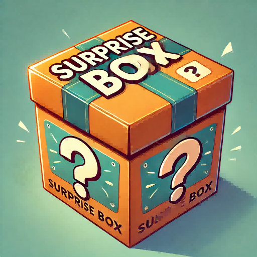 Orange and teal surprise box with a bow