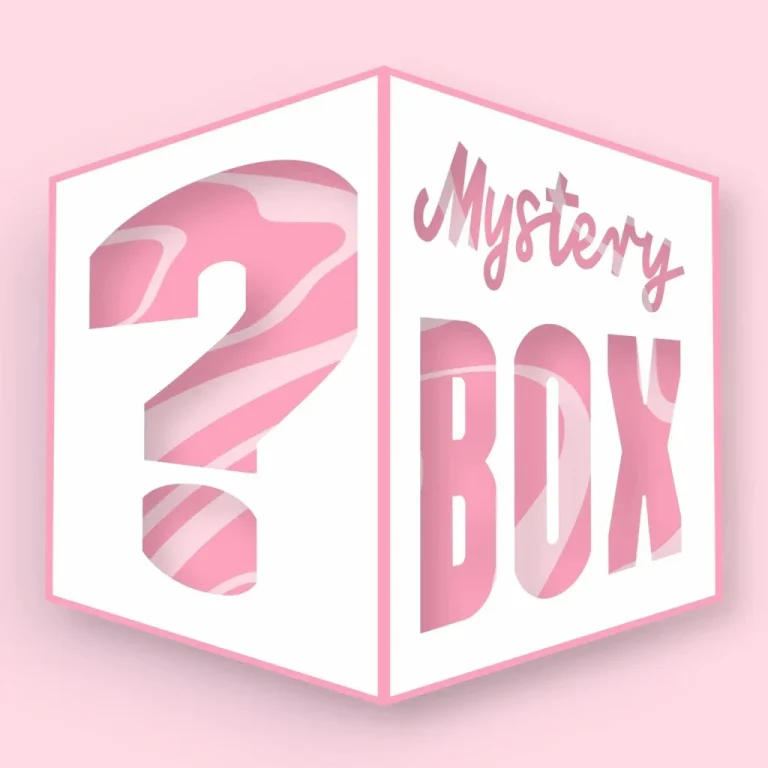 Pink mystery box graphic for gifts for women