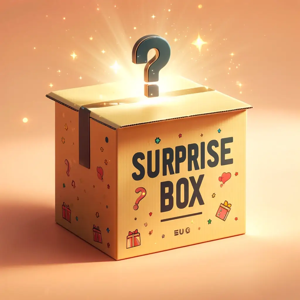 Kraft surprise box with the lid lifted open