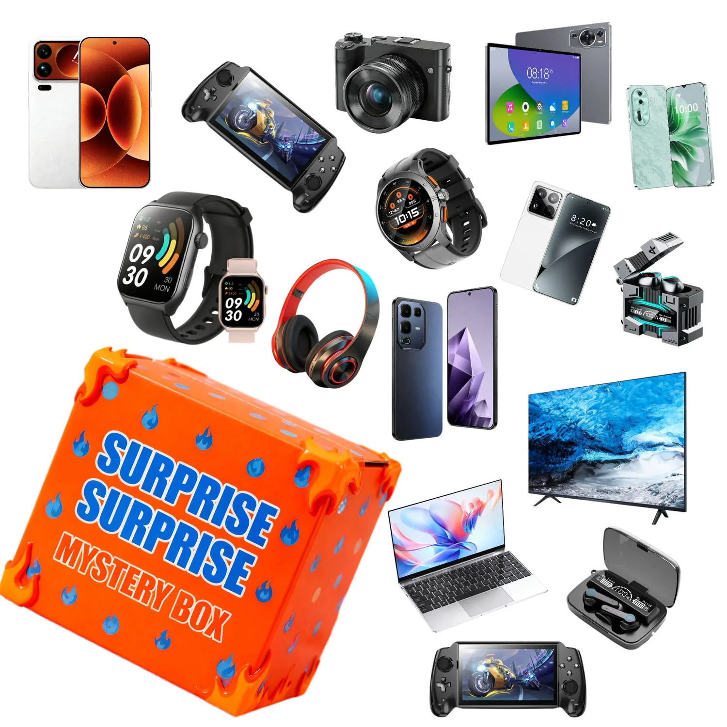 Orange dotted surprise box carton