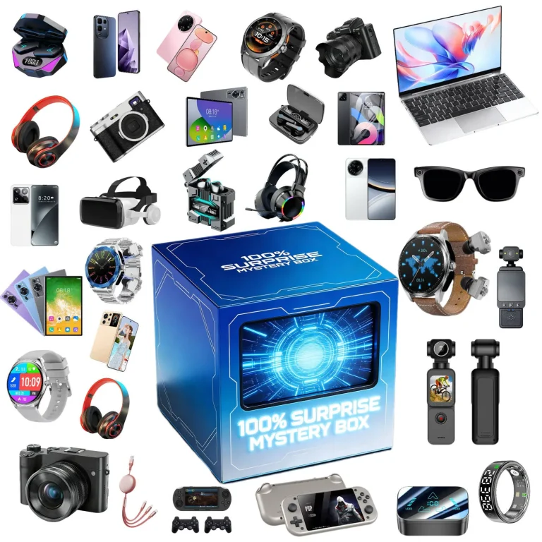 tech mystery box blue circuit cube