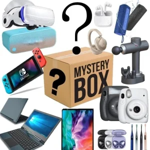 Tech mystery box bundle with VR headset, camera, speaker and earbuds