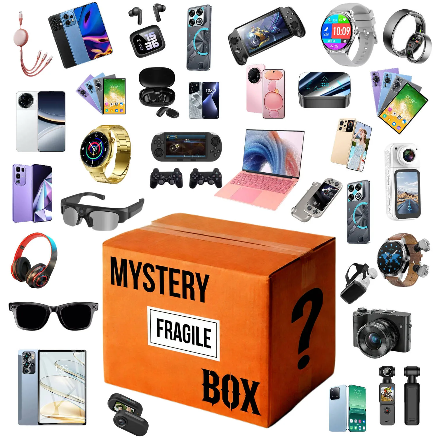 Fragile mystery box parcel