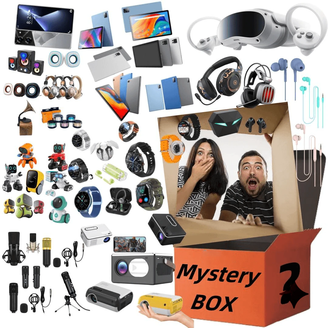 USA mystery box with an assortment of electronics